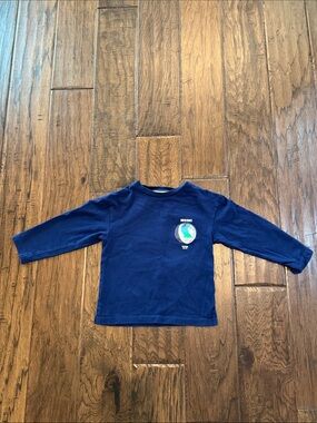 Mini Boden Navy Long-Sleeve Tee with Globe Graphic